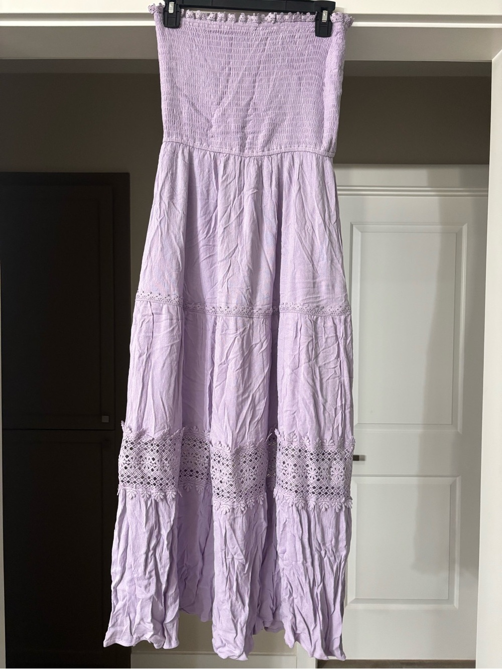 ZESICA Lavender Smocked Strapless Maxi Dress